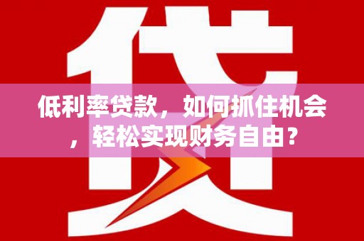 大宁低利率贷款，如何抓住机会，轻松实现财务自由？