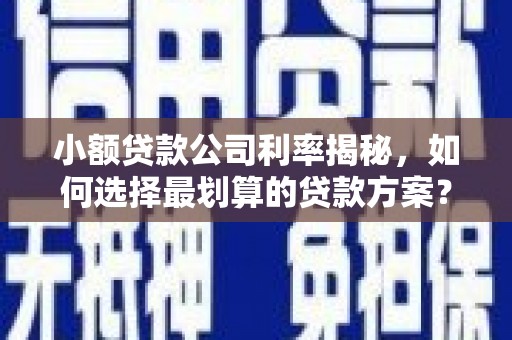 台前小额贷款公司利率揭秘，如何选择最划算的贷款方案？