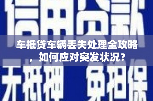 平原车抵贷车辆丢失处理全攻略，如何应对突发状况？