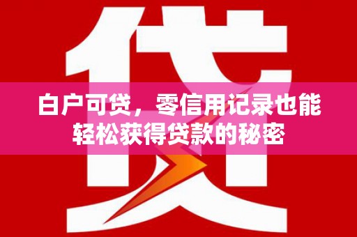 鄢陵白户可贷，零信用记录也能轻松获得贷款的秘密