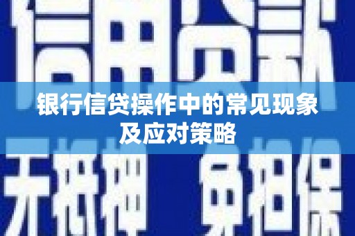 北辰银行信贷操作中的常见现象及应对策略