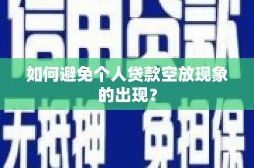 和布克赛尔如何避免个人贷款空放现象的出现？